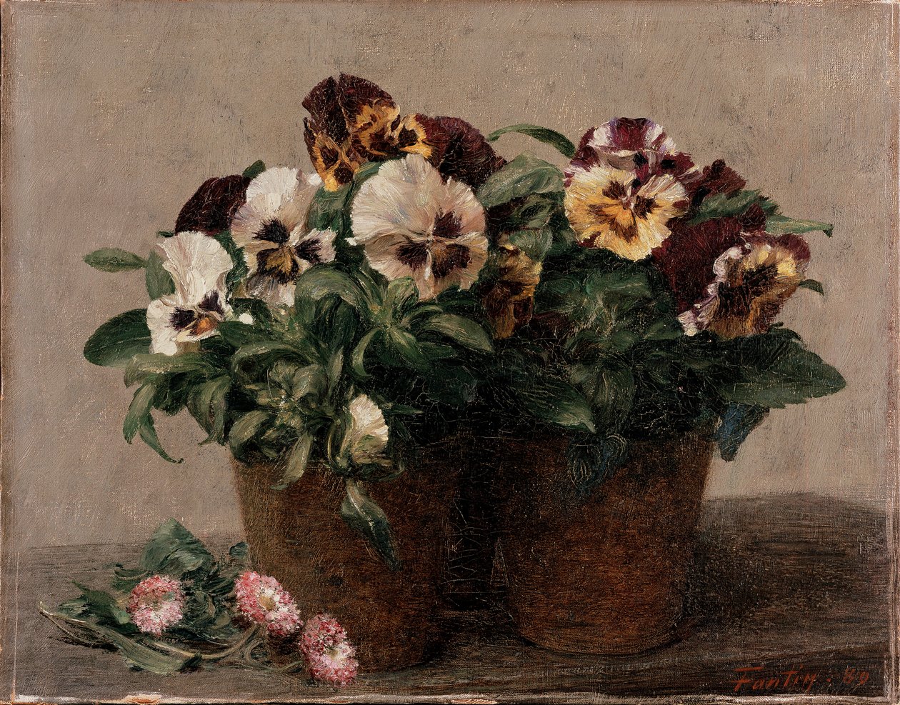 Natura Morta: Viole del Pensiero e Margherite, 1880 da Ignace Henri Jean Fantin Latour