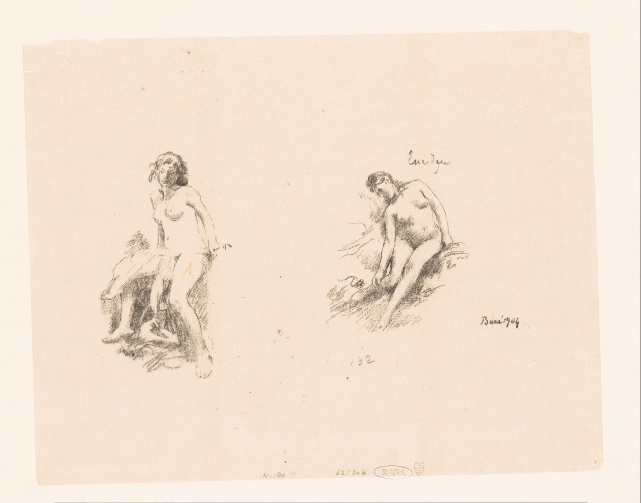 Foglio di studio con due donne nude da Ignace Henri Jean Fantin Latour