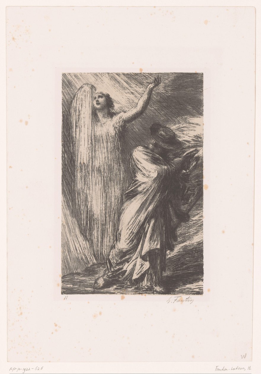 Wotan evoca la dea della terra Erda da Ignace Henri Jean Fantin Latour