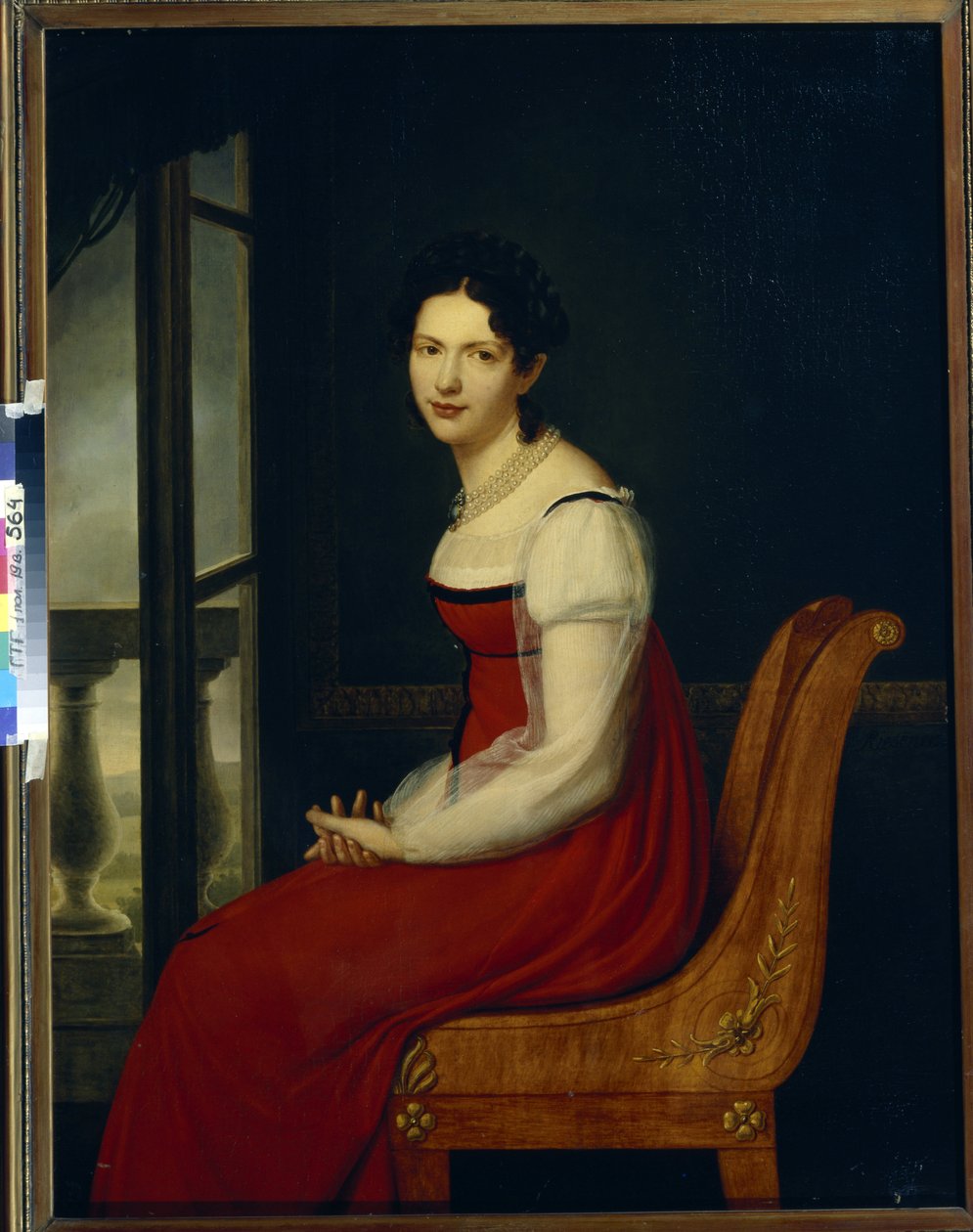 Ritratto della principessa Varvara Sergeevna Dolgorukova, nata Gagarina - Pittura di Henri Francois Riesener, olio su tela da Henri Francois Riesener