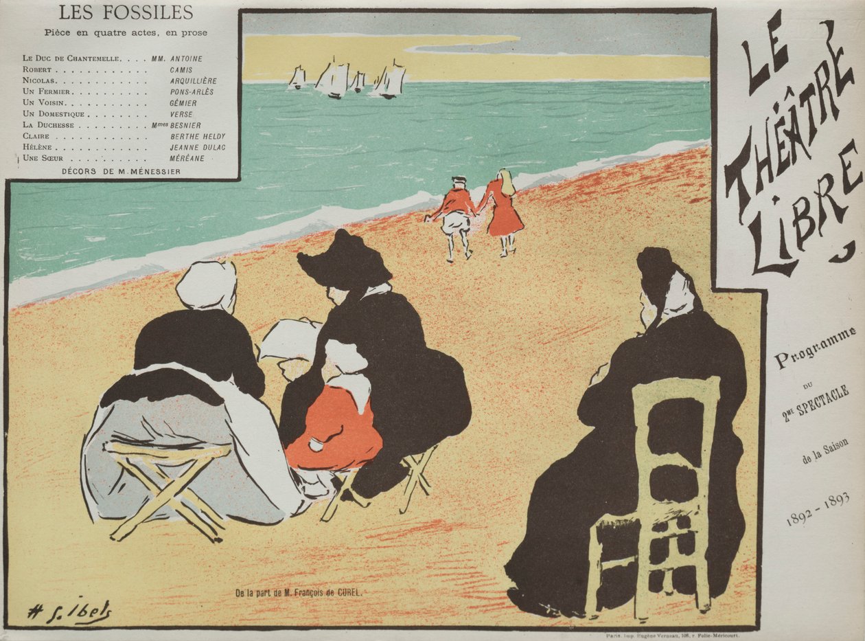 Les Fossiles Programma dal Théâtre Libre, 1892 da Henri Gabriel Ibels