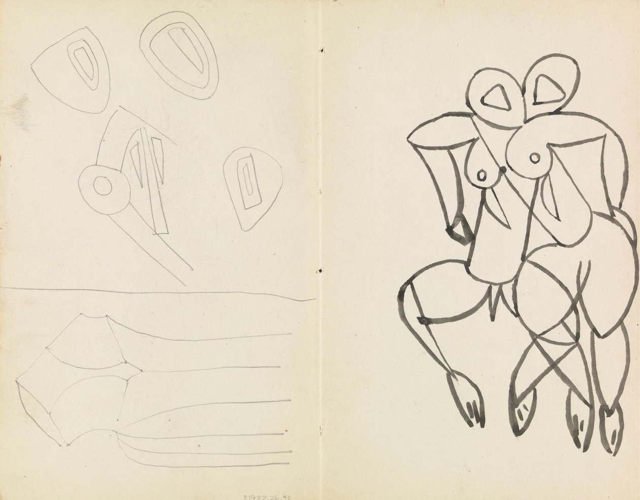 Cinque Schizzi Astratti e Studi per Figure Maschili e Femminili da Henri Gaudier Brzeska