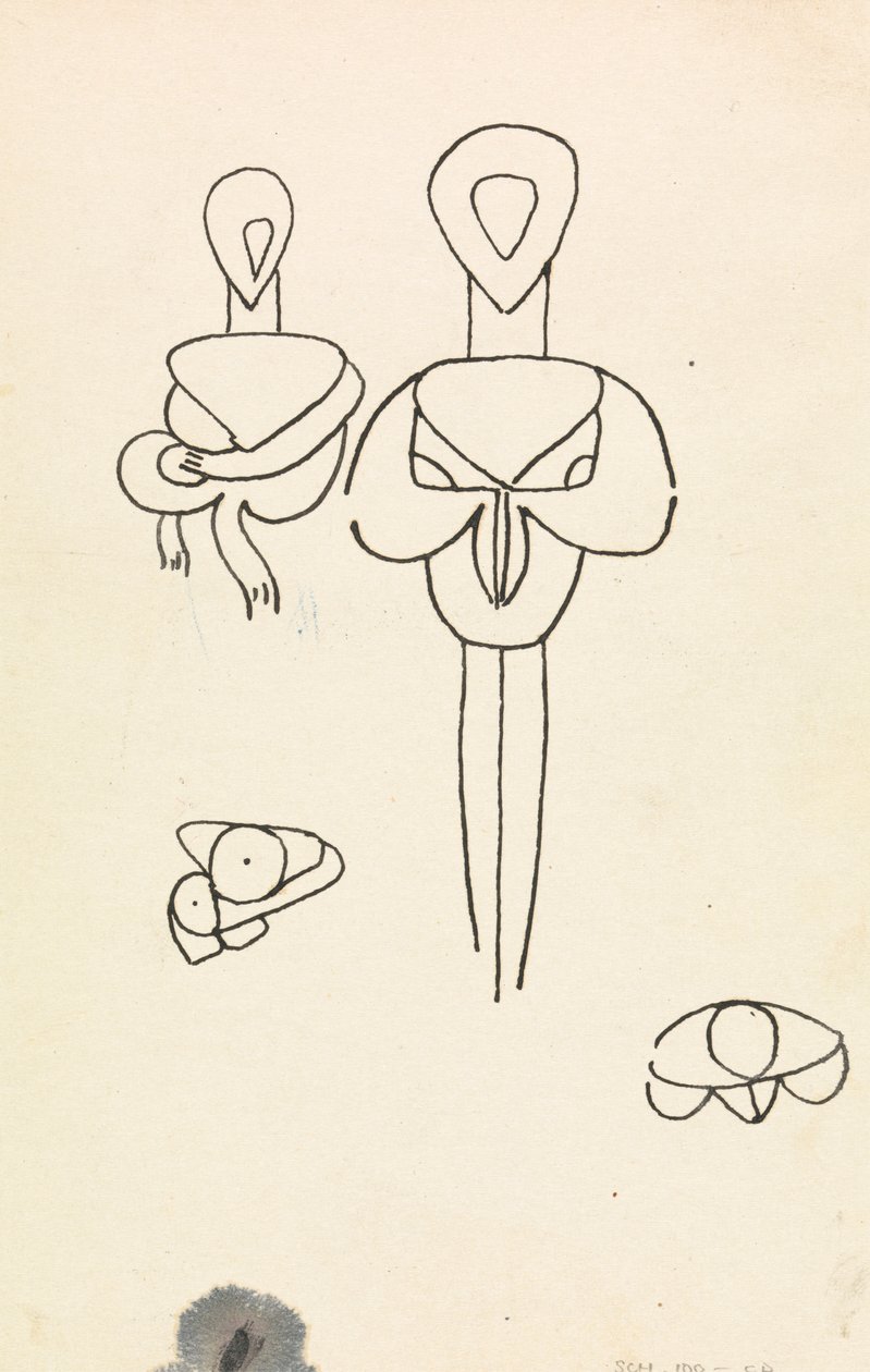 Quattro studi per due disegni figurativi da Henri Gaudier Brzeska