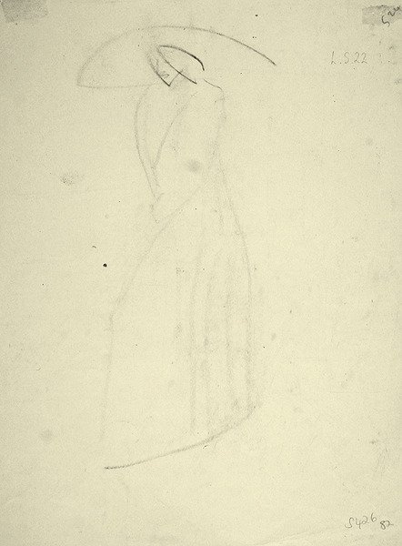 Figura femminile in piedi con un grande cappello da Henri Gaudier Brzeska