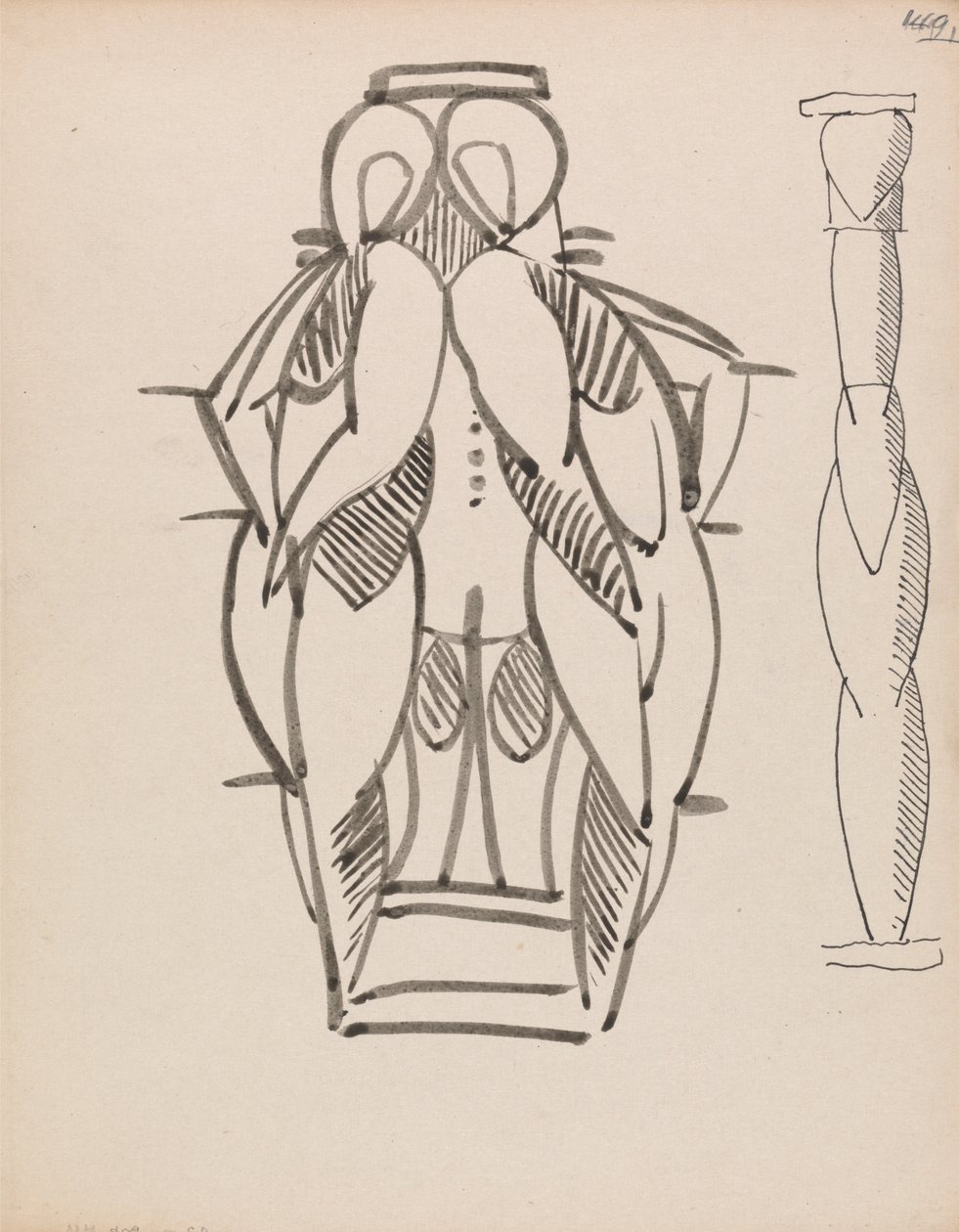 Due studi per una colonna scultorea da Henri Gaudier Brzeska