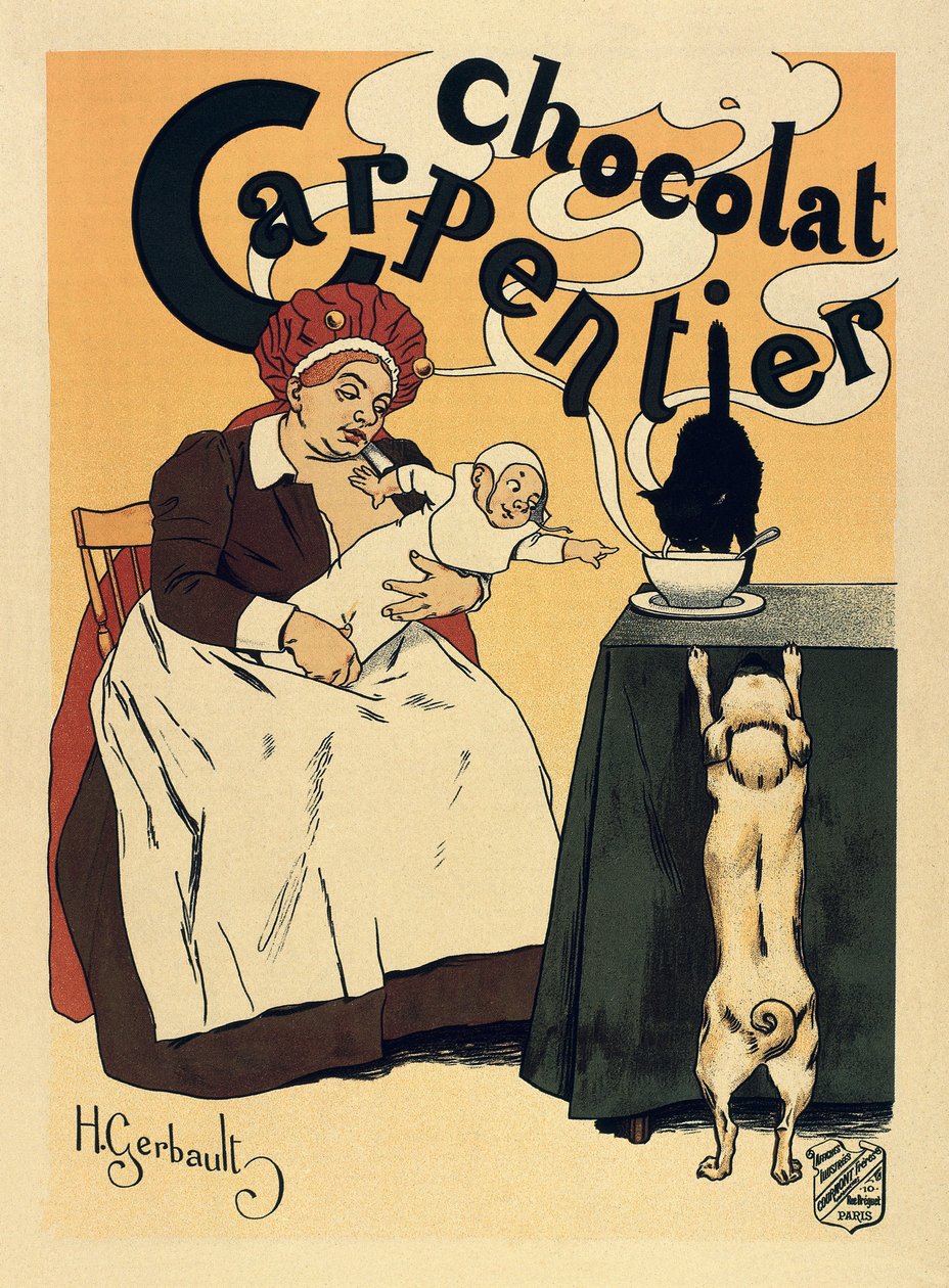 Pubblicità per la bevanda al cioccolato Carpentier da Henri Gerbault