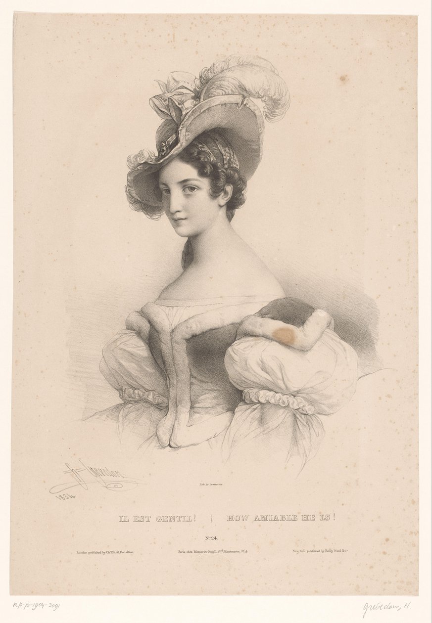 Giovane donna con pensieri amorosi da Henri Grevedon