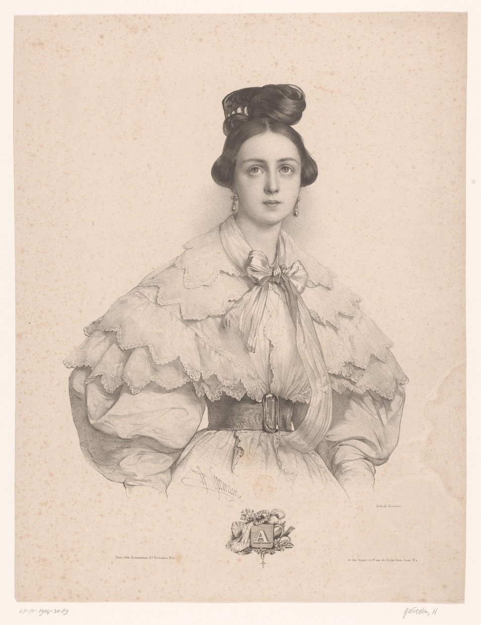 Giovane donna con nome con lettera A da Henri Grevedon