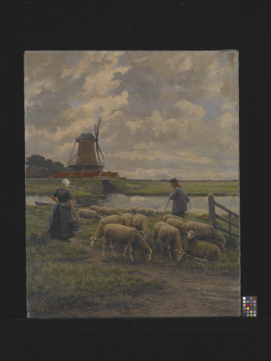 Paesaggio pastorale con mulino a vento da Henri Houben
