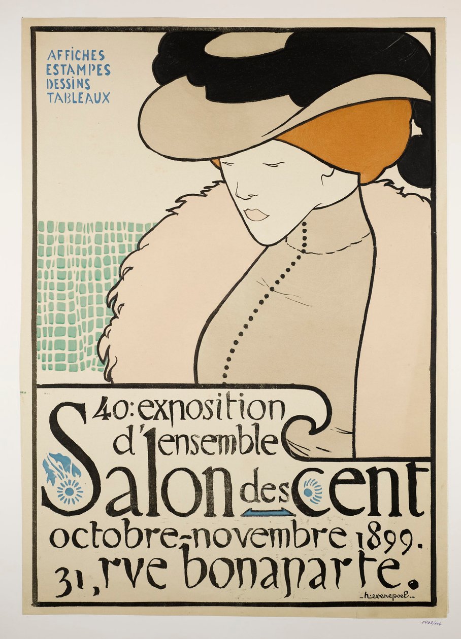 Salon des cents, manifesto della mostra da Henri Jacques Edouard Evenepoel