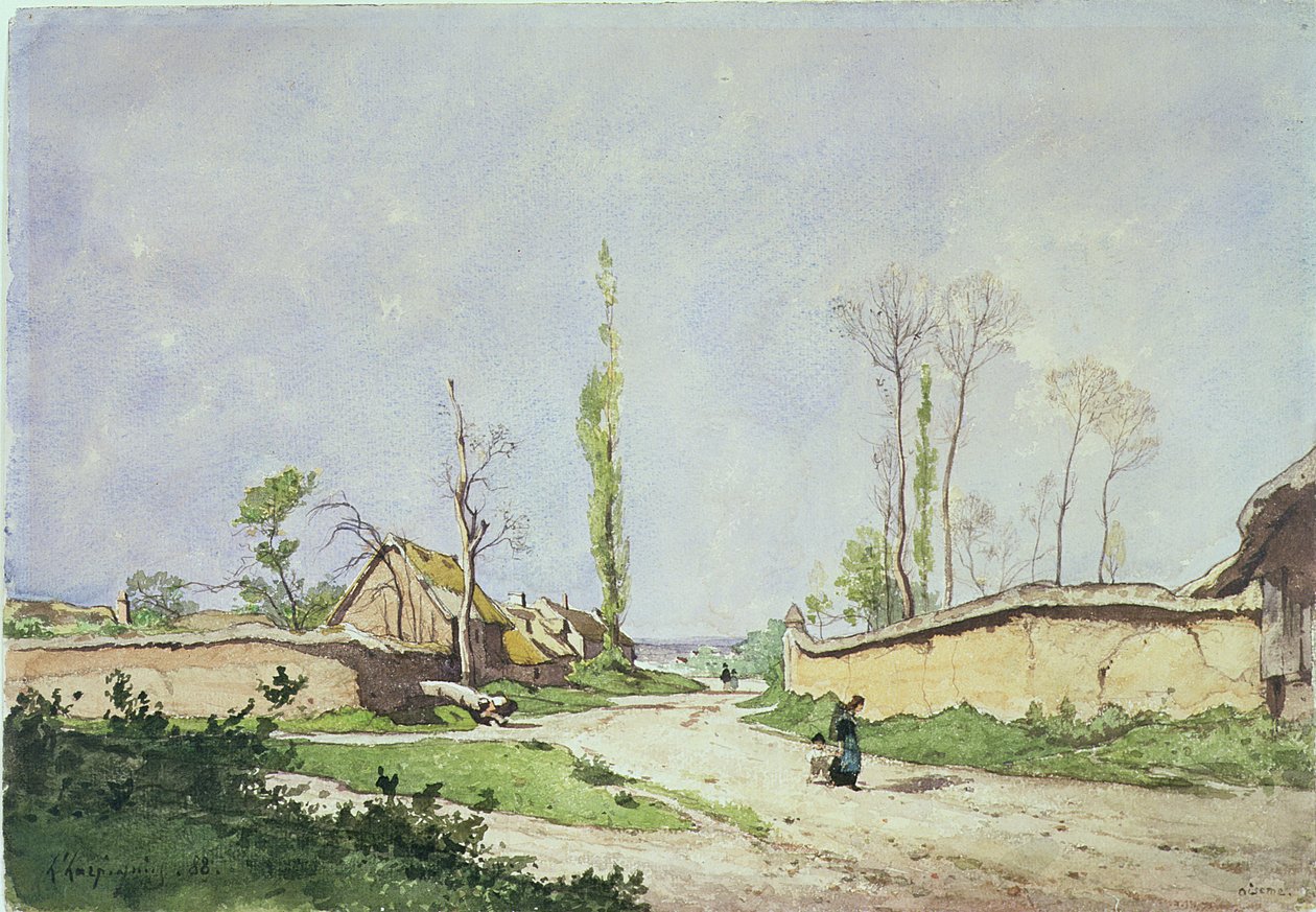 No.1534 Una strada di villaggio, Oiseme, 1888 da Henri Joseph Harpignies