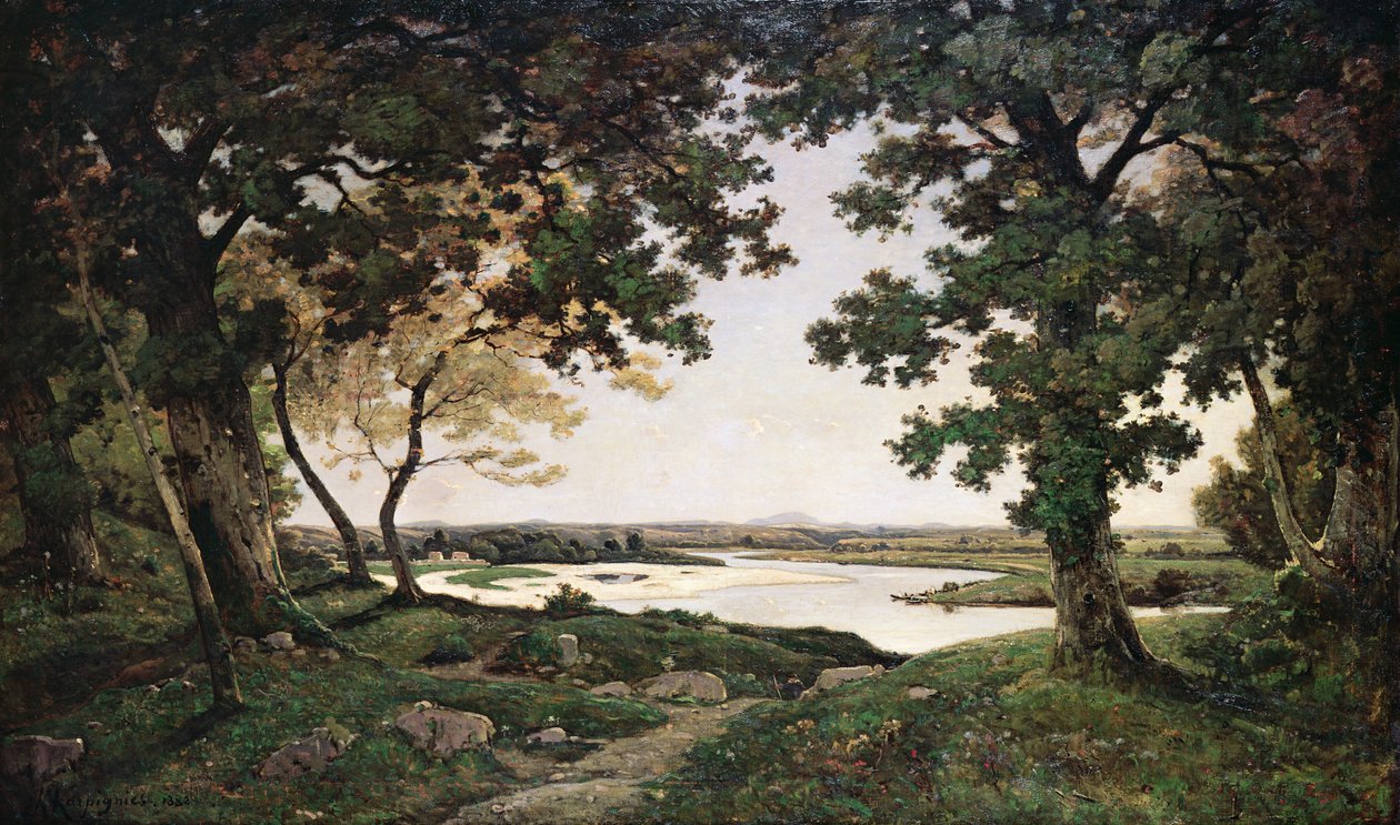 Paesaggio boscoso con fiume sabbioso da Henri Joseph Harpignies