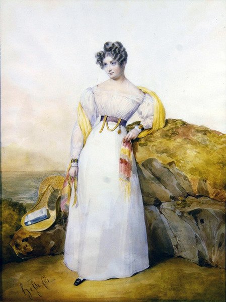 Ritratto di una signora in un paesaggio da Henri Joseph Hesse