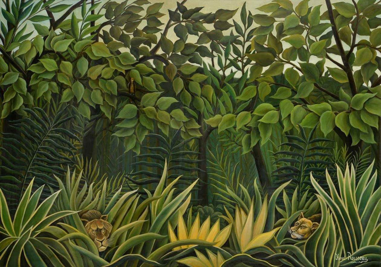 Due Leoni in Allerta nella Giungla, 1909-1910 da Henri Julien Félix Rousseau