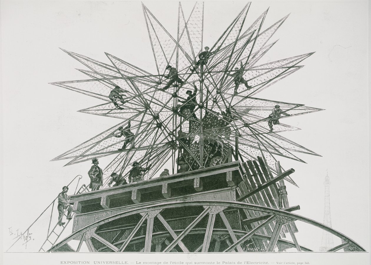 Esposizione Universale del 1900: Installazione della stella sulla cima del Palazzo dell