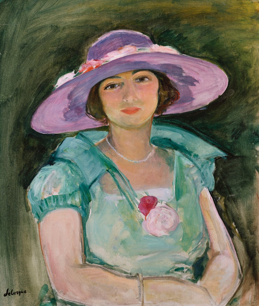 Ritratto di Marthe Lebasque con un cappello viola, 1925-26 da Henri Lebasque
