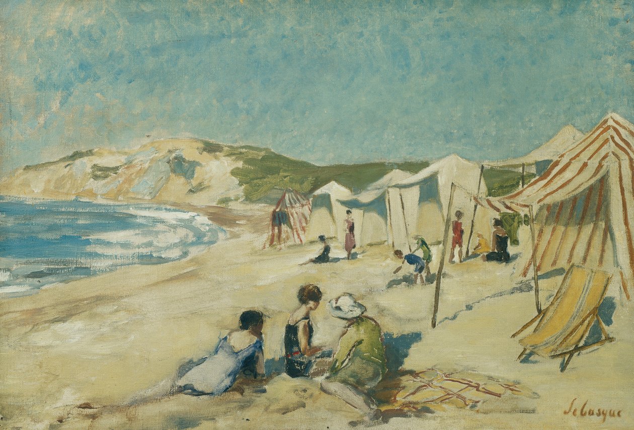 La spiaggia a Pointe St Gildas, c.1920 da Henri Lebasque