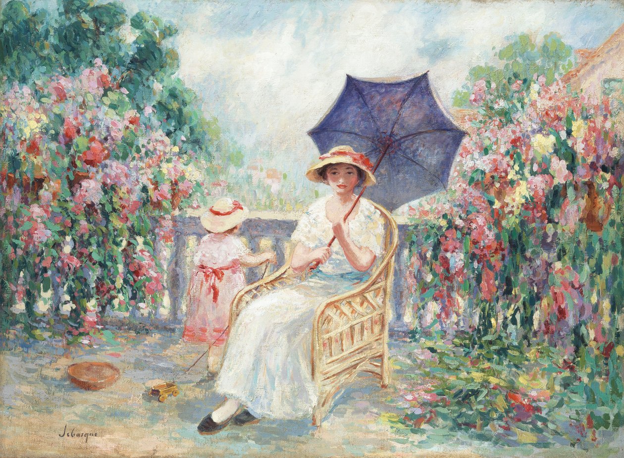 Giovane ragazza e bambino su una terrazza da Henri Lebasque