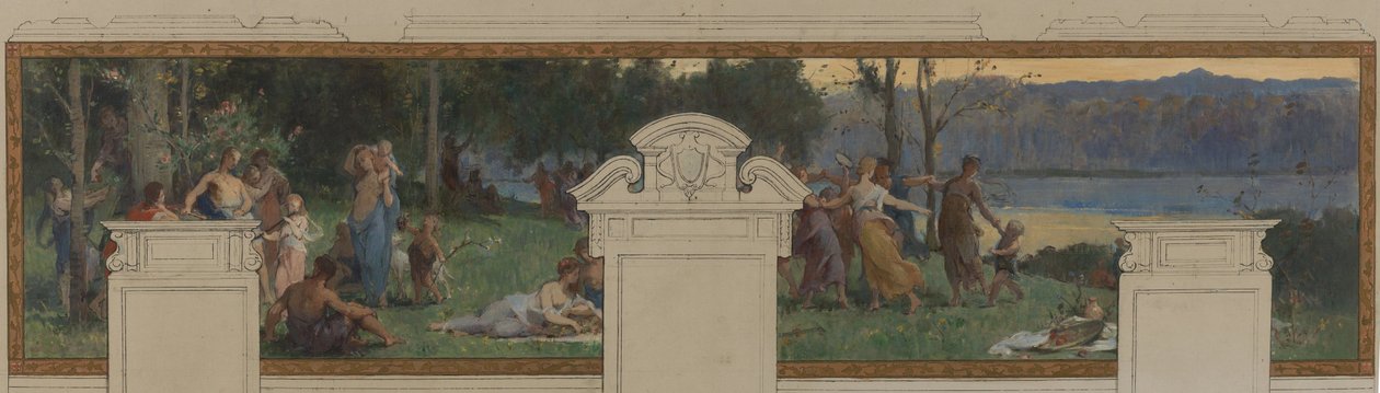 Bozzetto per il Municipio di Pantin: Allegorie del Canale Ourcq, Lavoro e Navigazione - Festa campestre da Henri Leopold Levy