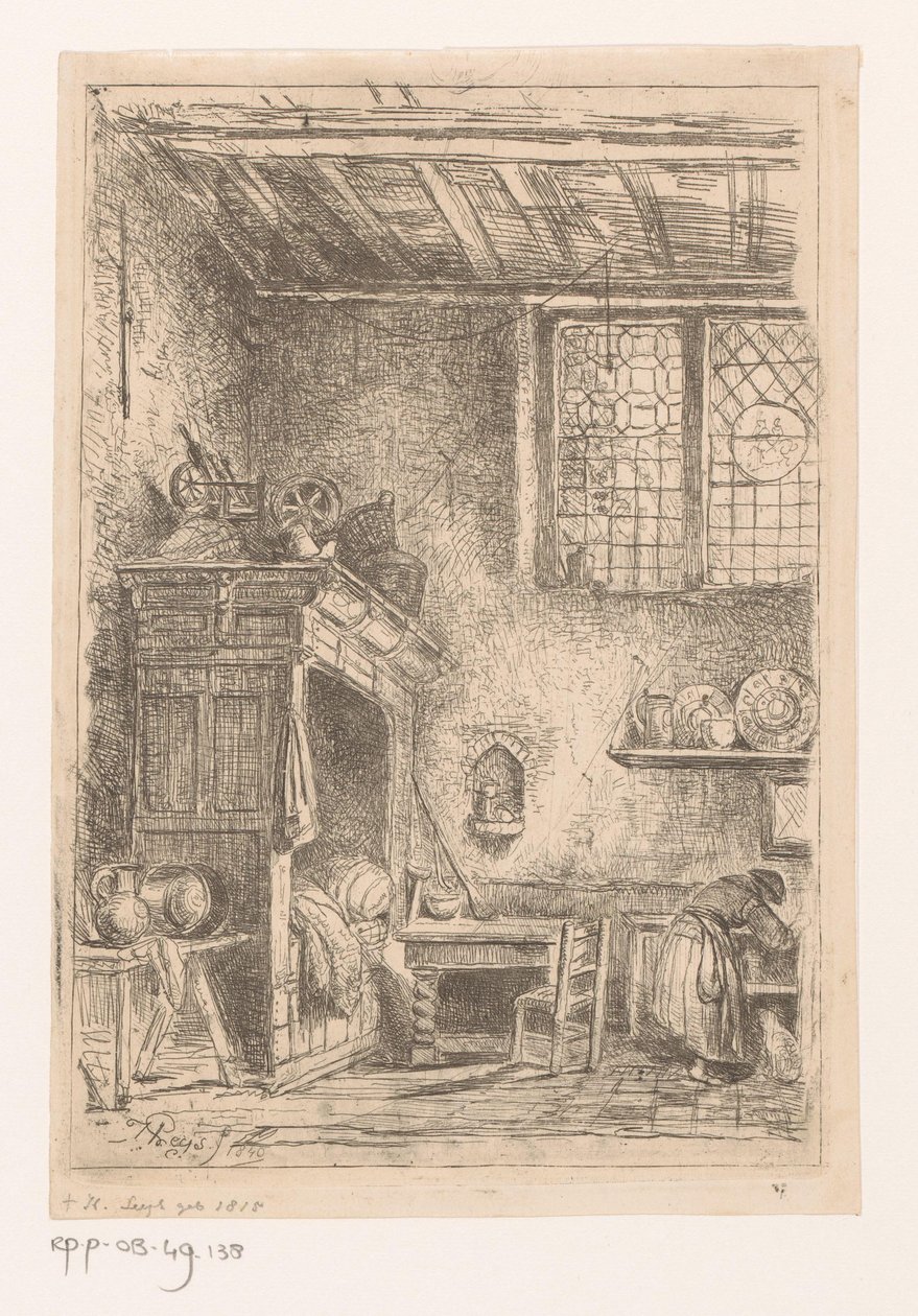 Interno fiammingo con letto a soppalco da Henri Leys (baron)