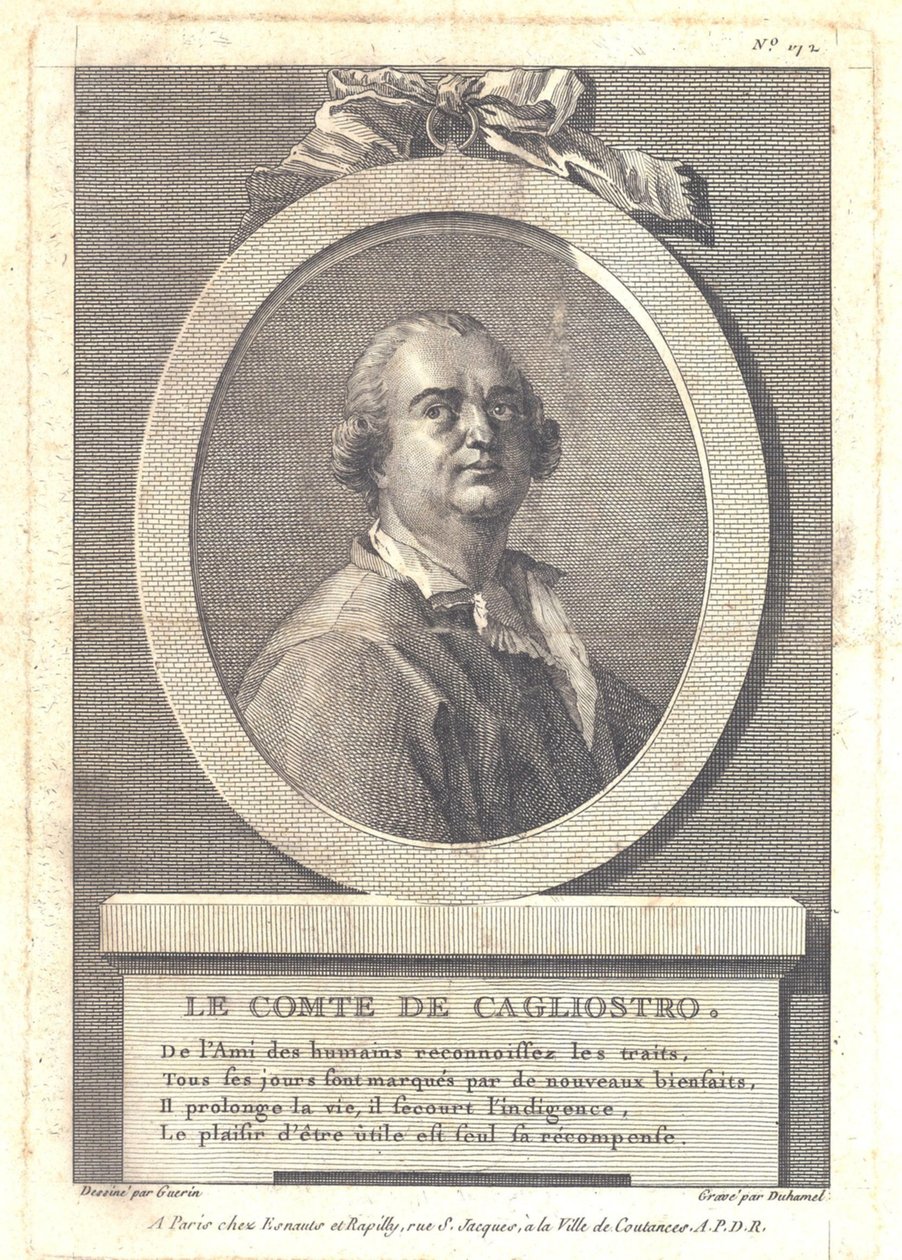 Conte Alessandro di Cagliostro 1743-1795, 1781 da Henri Louis Duhamel du Monceau