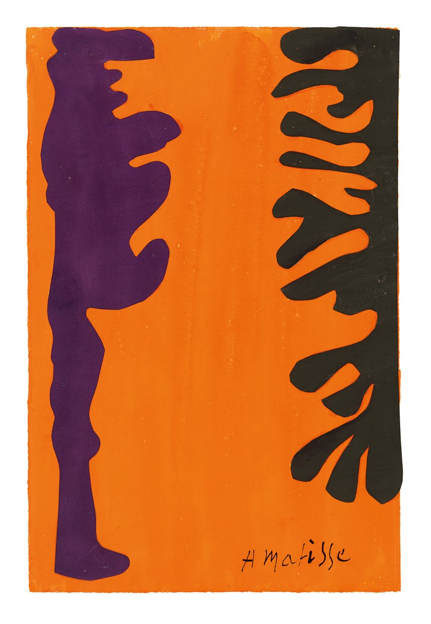 Arabeschi neri e viola su sfondo arancione da Henri Matisse