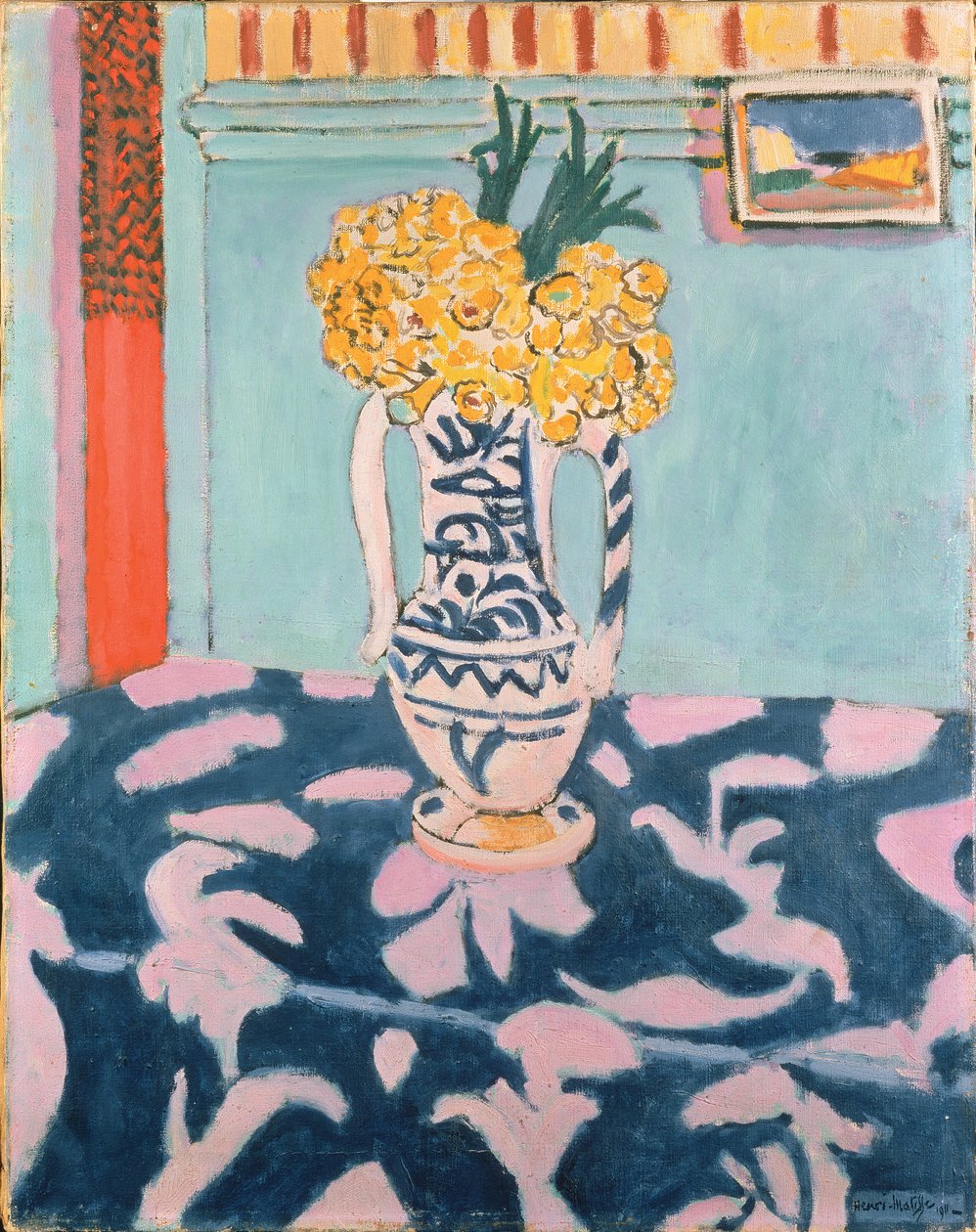 Labbra di mucca su panno blu e rosa da Henri Matisse
