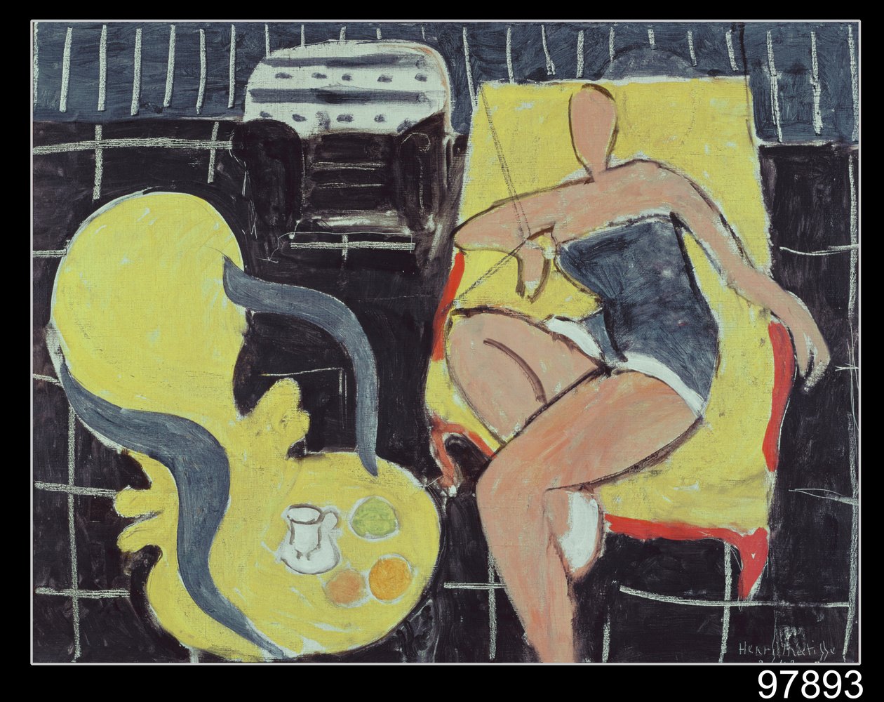 Ballerina e poltrona Rocaille su sfondo nero da Henri Matisse