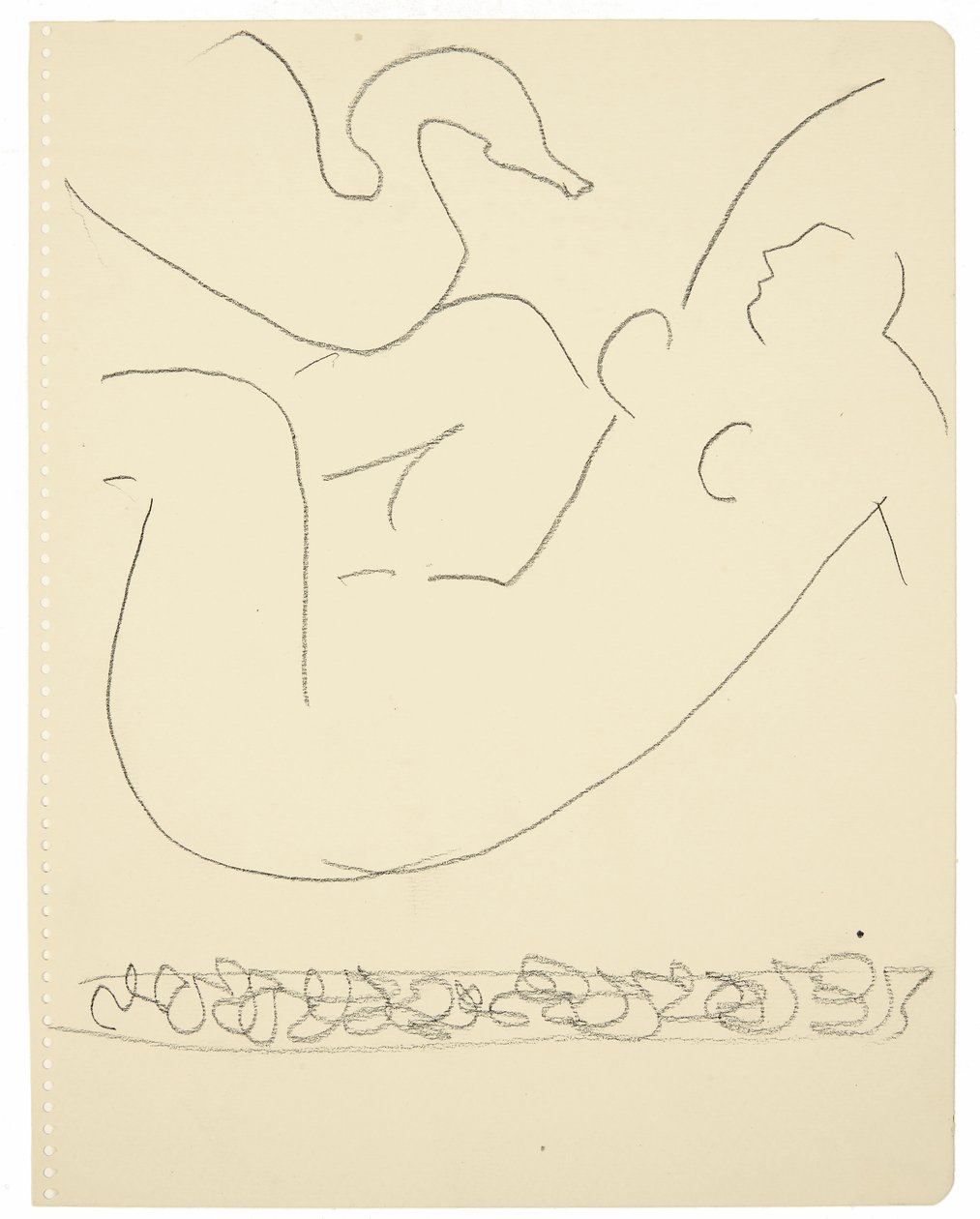 Studio (Leda e il cigno) (pastello nero Conté su carta) da Henri Matisse