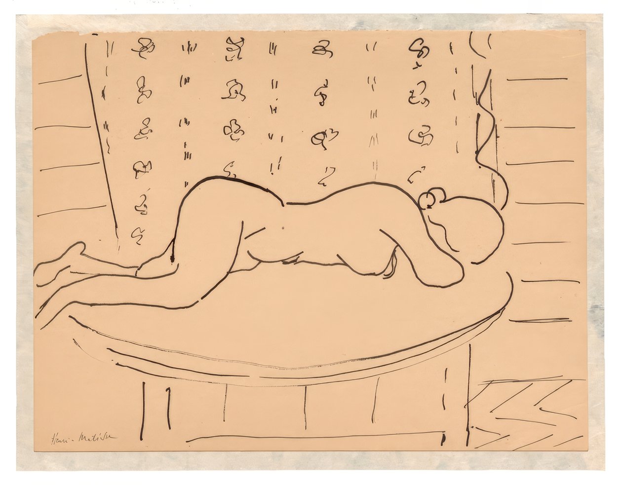 Nudo femminile disteso a faccia in giù su un tavolo da Henri Matisse