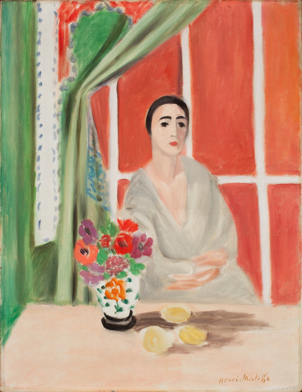 Figura au Rideau Releve (olio su tela) da Henri Matisse