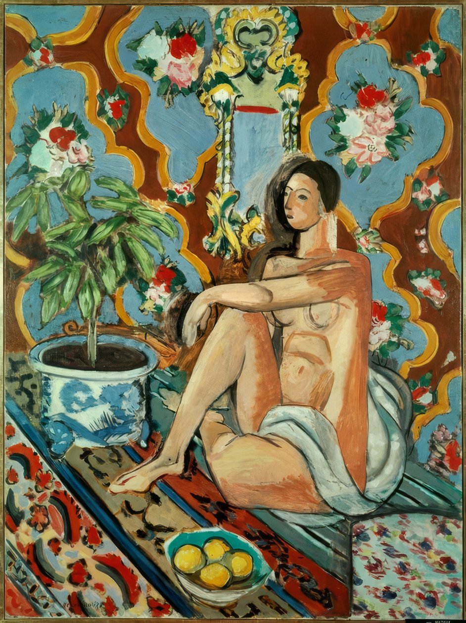Figura decorativa su fondo ornamentale da Henri Matisse