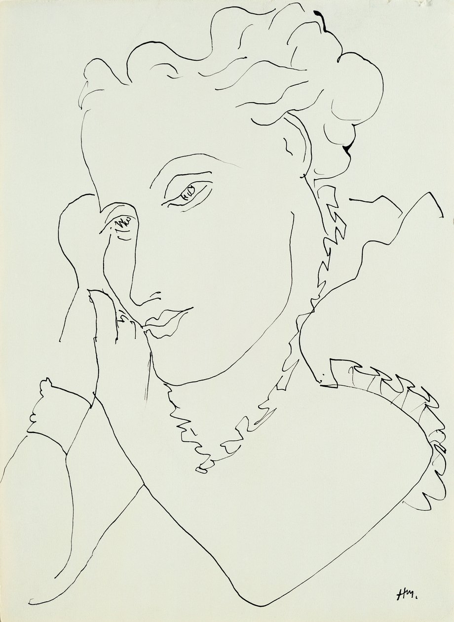 Testa di donna, mani contro la guancia da Henri Matisse