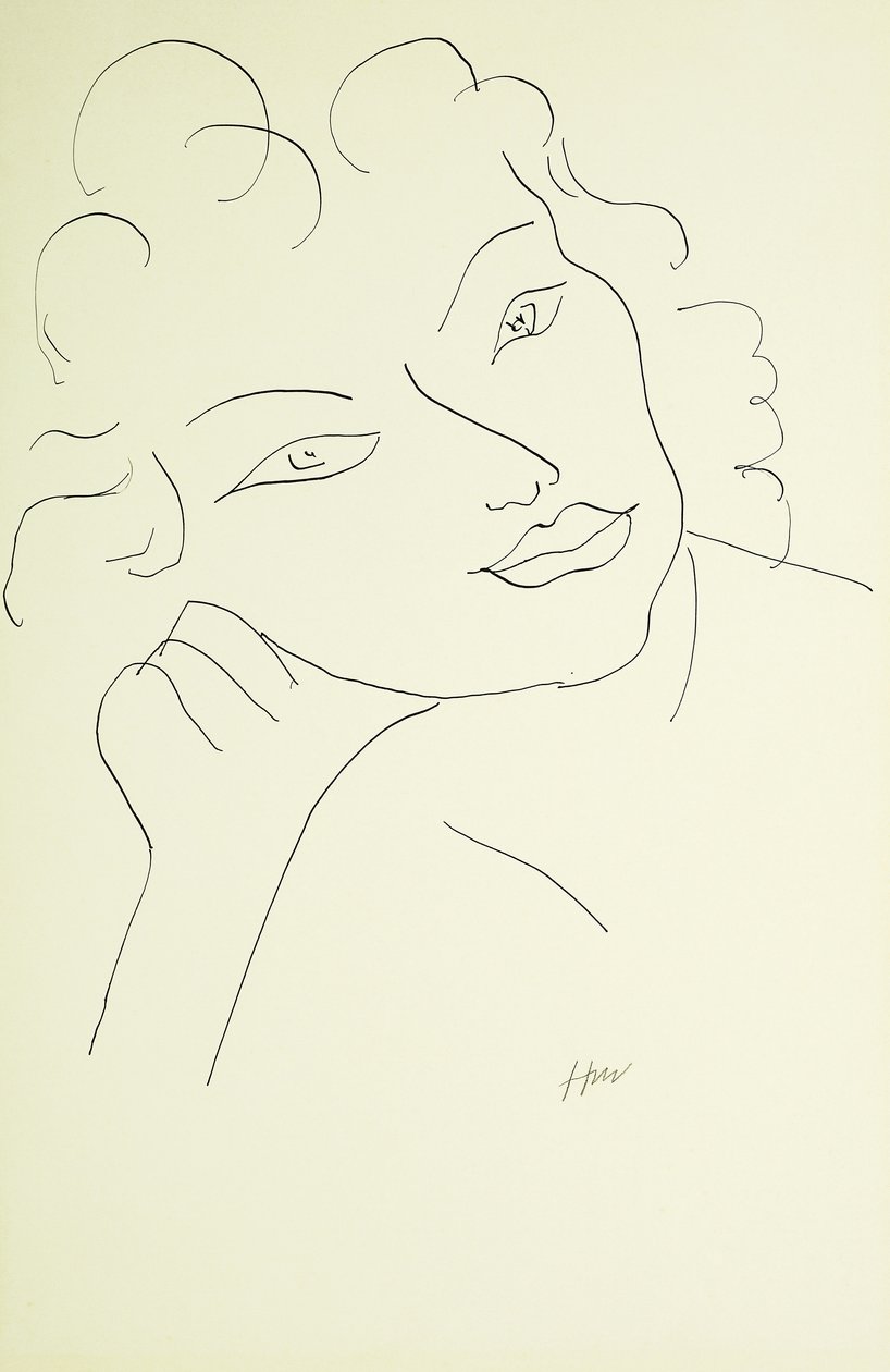 Testa di giovane donna (penna e inchiostro nero su carta) da Henri Matisse