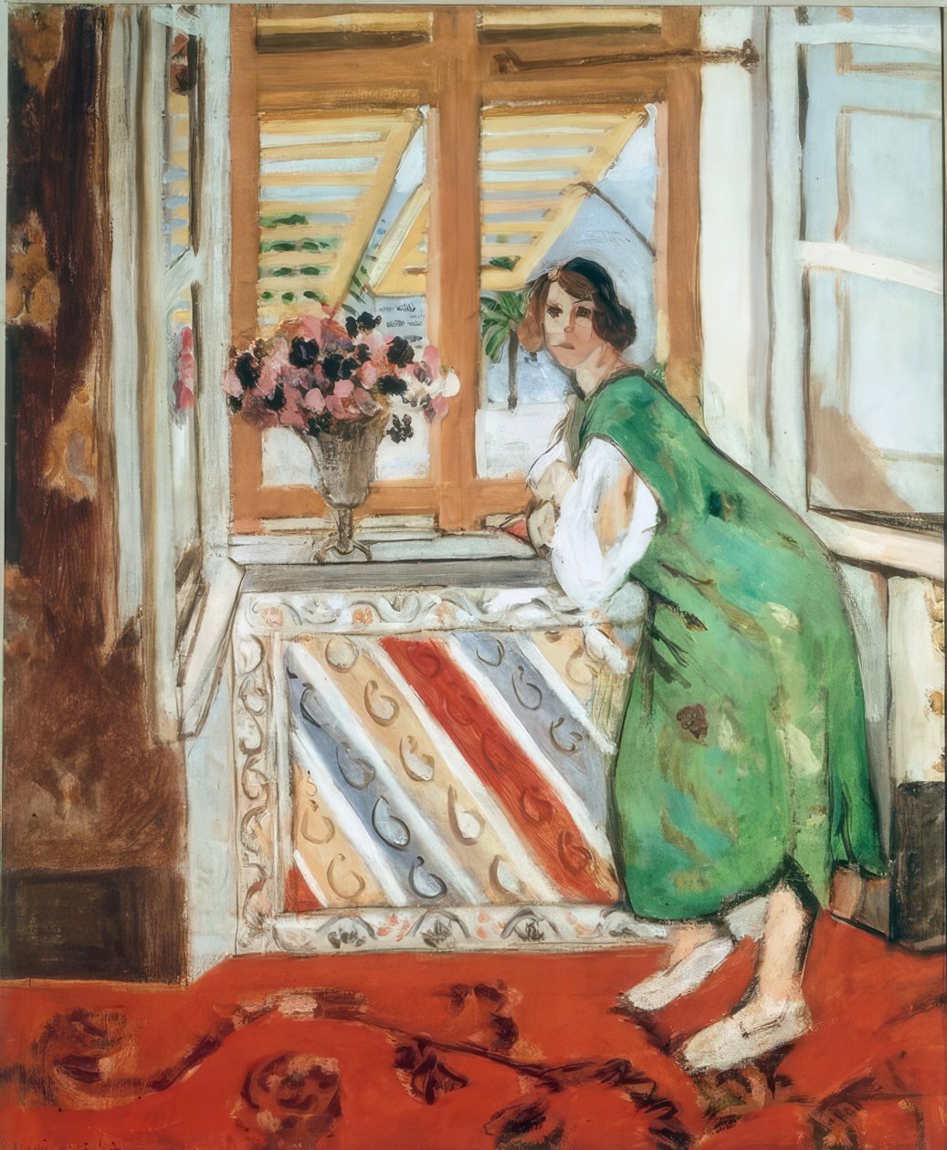 Intérieur à Nice, ovvero, Giovane donna in abito verde appoggiata a da Henri Matisse