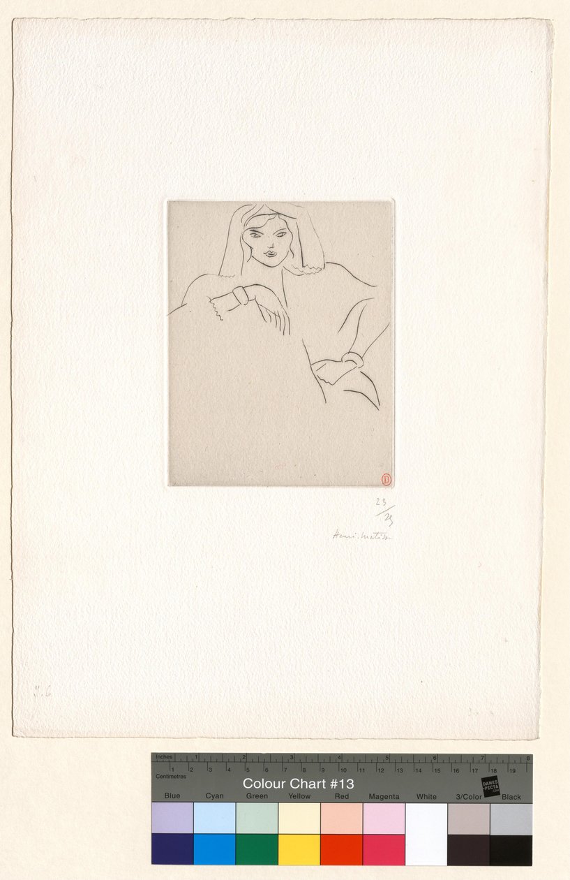 Giovane donna con le braccia appoggiate, con un velo in testa da Henri Matisse