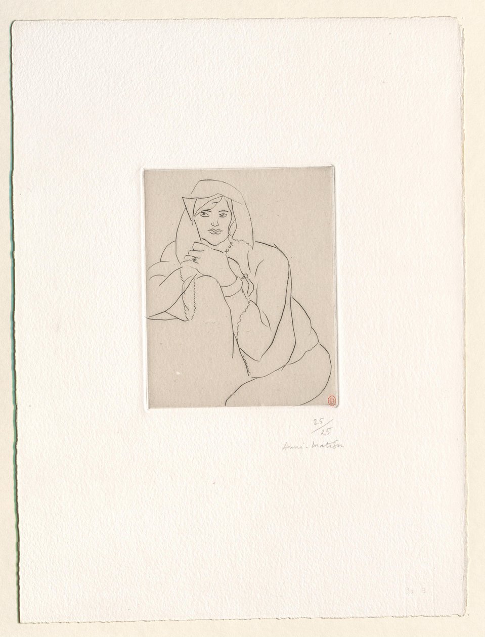 Giovane donna, con le mani giunte sullo schienale di un mobile da Henri Matisse