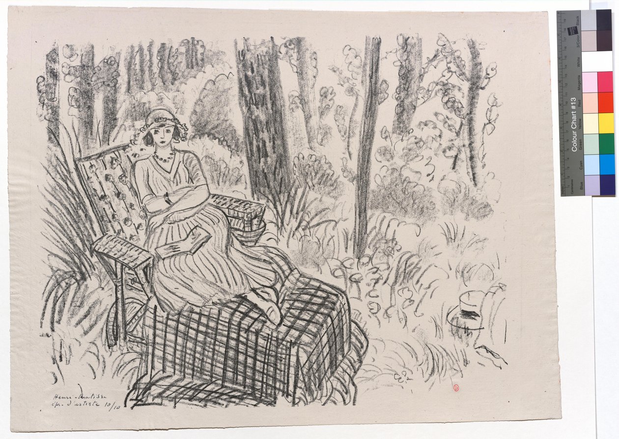 Giovane ragazza su una chaise longue nel sottobosco da Henri Matisse
