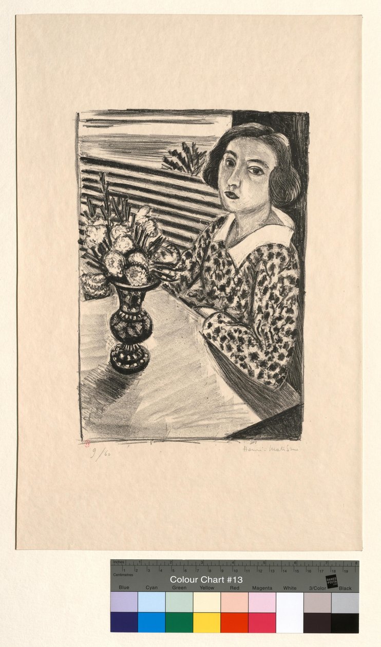 Giovane ragazza seduta con un mazzo di fiori da Henri Matisse