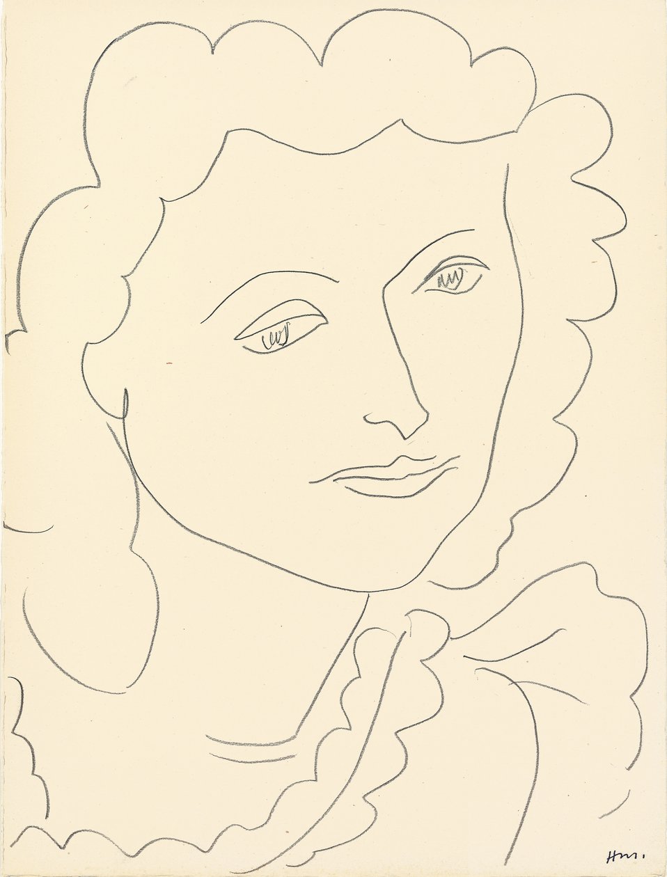 Testa grande (Lucienne) (matita su carta) da Henri Matisse