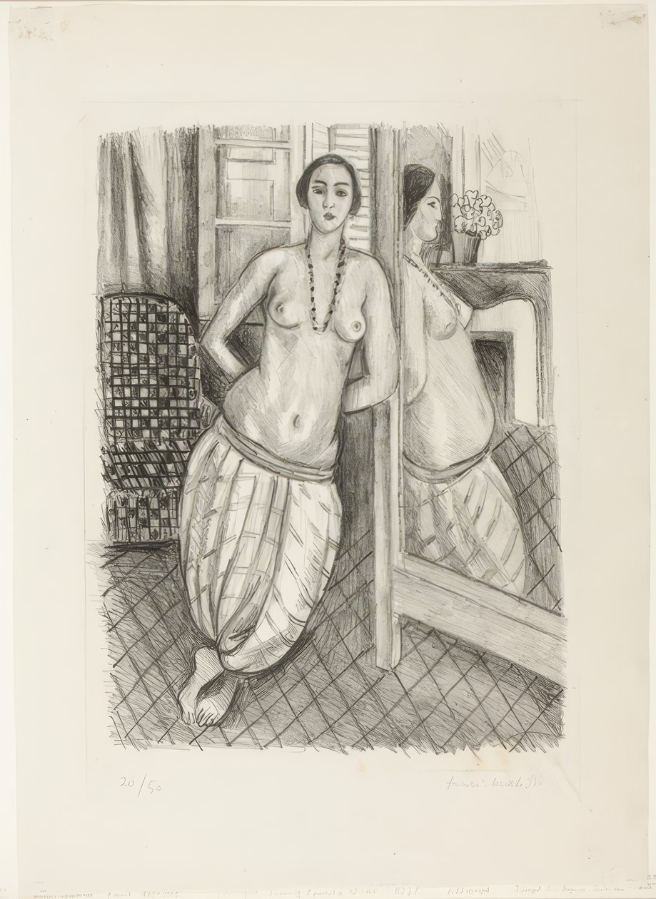 Odalisca in pantaloni a righe, riflessa nello specchio da Henri Matisse