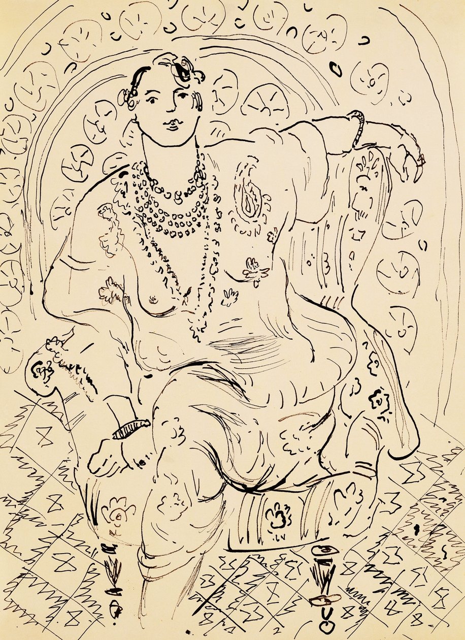 Odalisca con sfondo fiorito da Henri Matisse