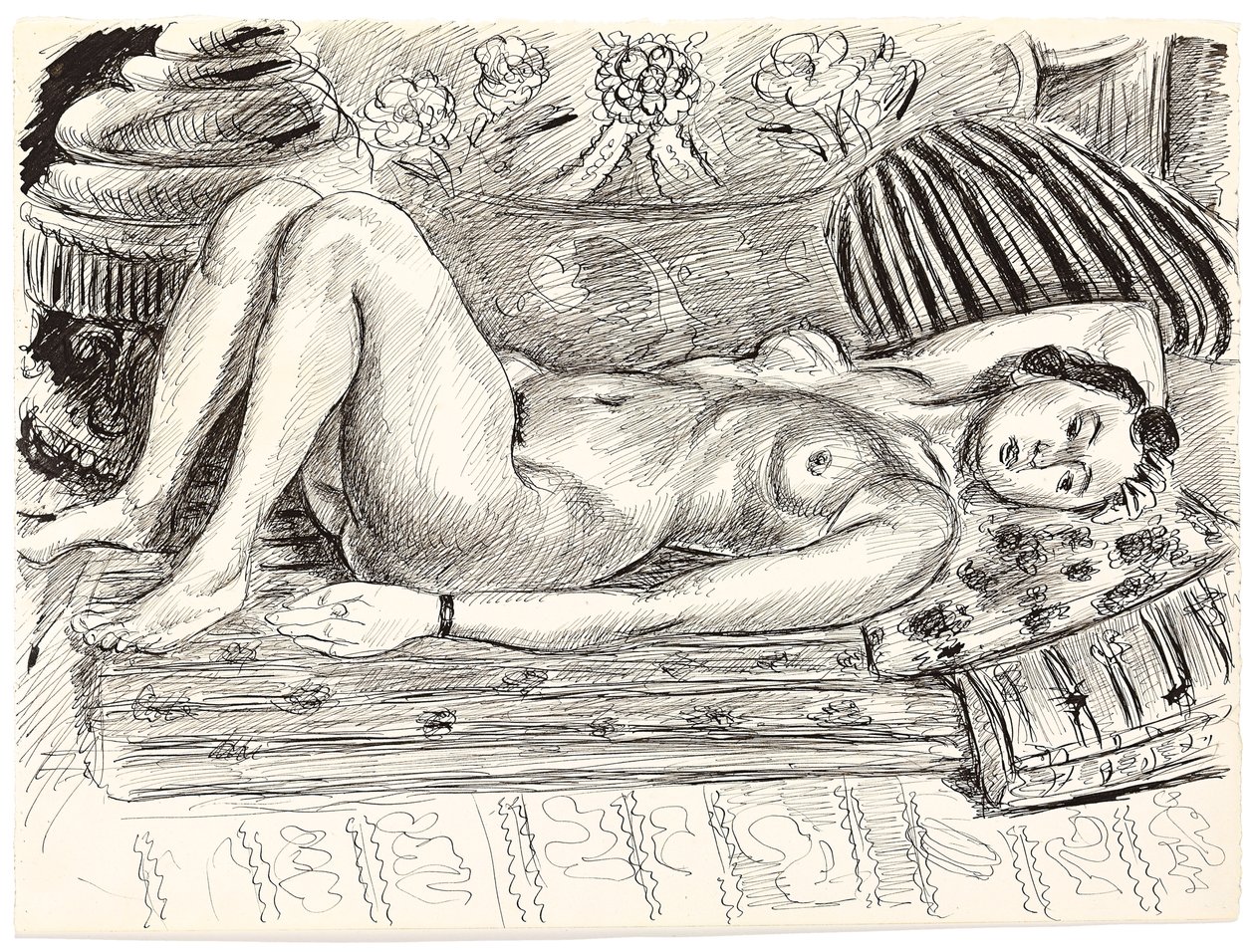 Nudo sdraiato su un reggiseno, 1926-1927 circa (penna e inchiostro di china su carta) da Henri Matisse