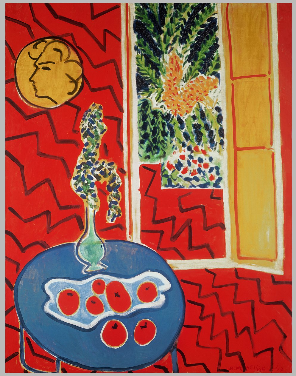 Interno rosso: Natura morta su un tavolo blu da Henri Matisse