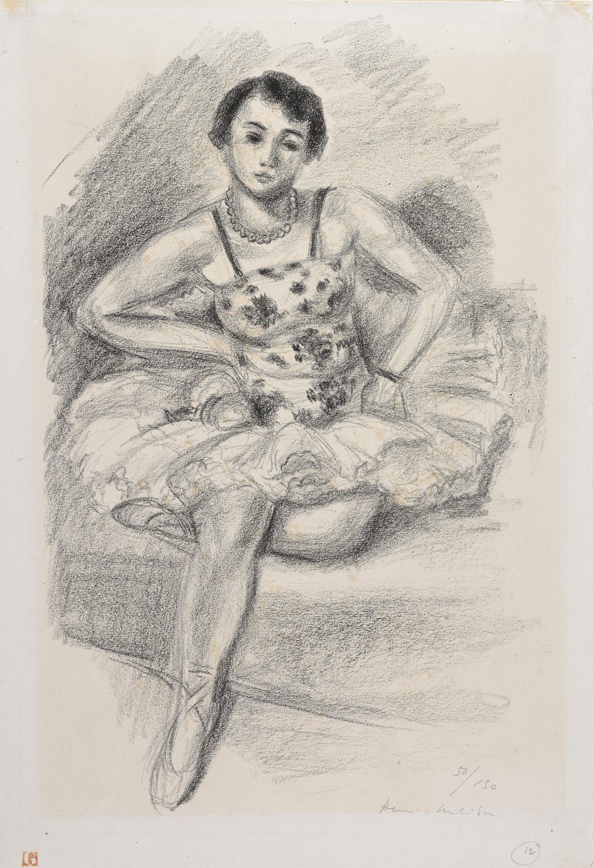 Ballerina seduta, con la gamba sinistra piegata sotto di sé da Henri Matisse