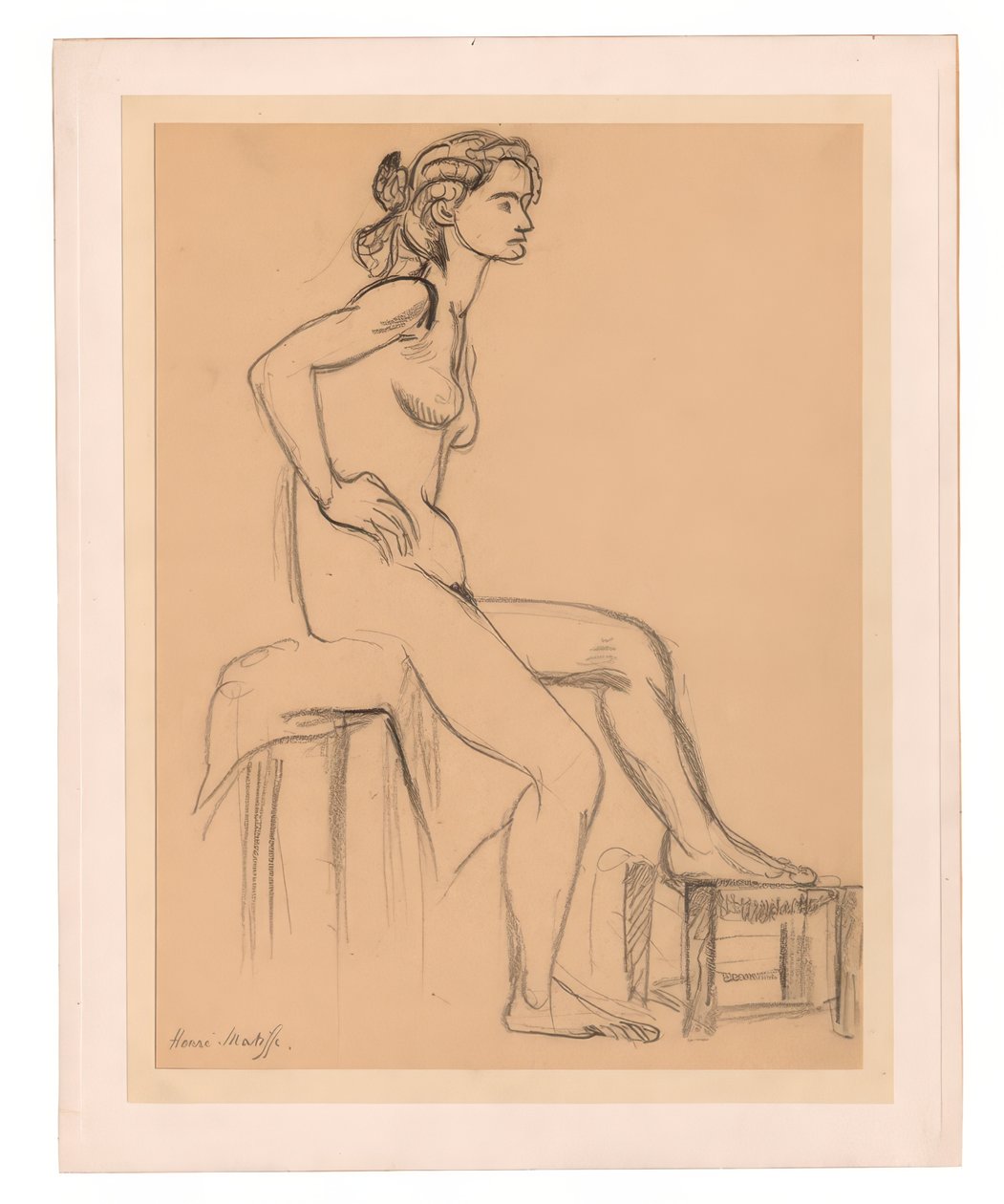 Nudo femminile seduto, un piede su uno sgabello da Henri Matisse