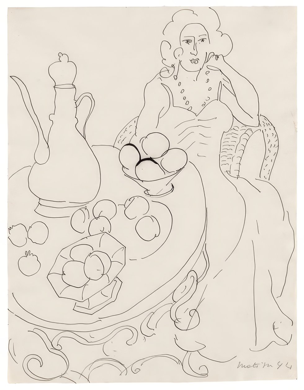 Donna seduta davanti a un tavolo da portata da Henri Matisse