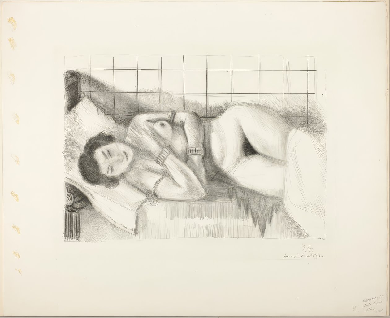 Dormire nuda, con le ginocchia coperte da uno scialle da Henri Matisse