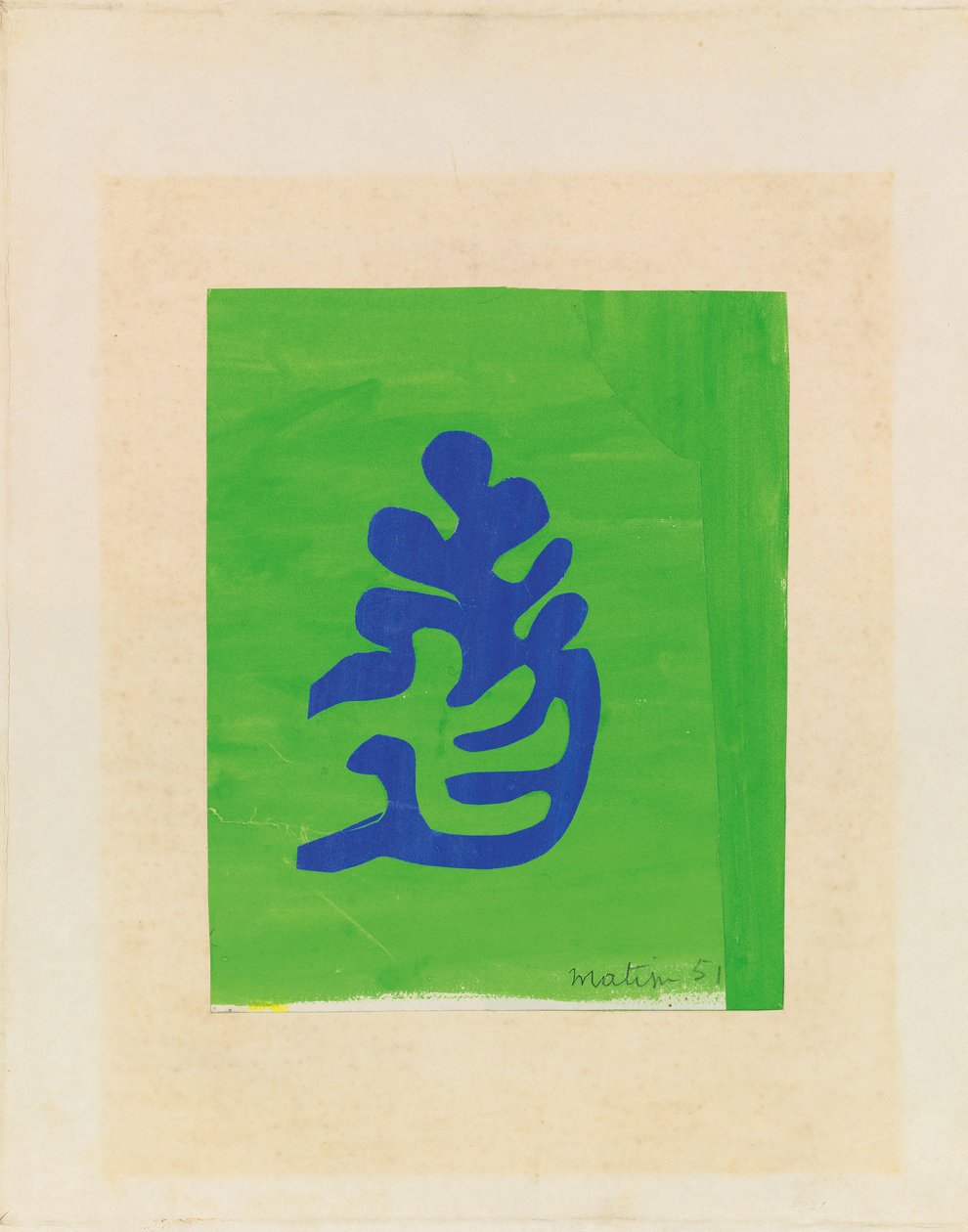 Piccolo arabesco blu su sfondo verde da Henri Matisse