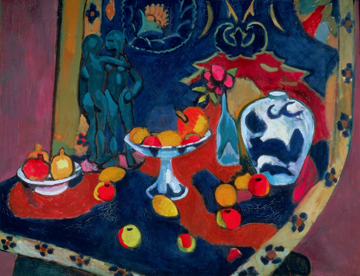 Natura morta di frutta e statua di bronzo da Henri Matisse